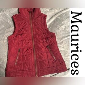 MAURICES Burgundy Quilted Vest Size Small
